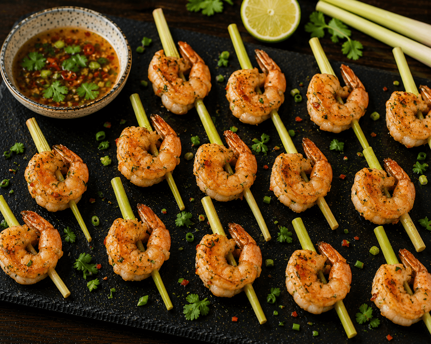 Gambas am Zitronengras-Spieß